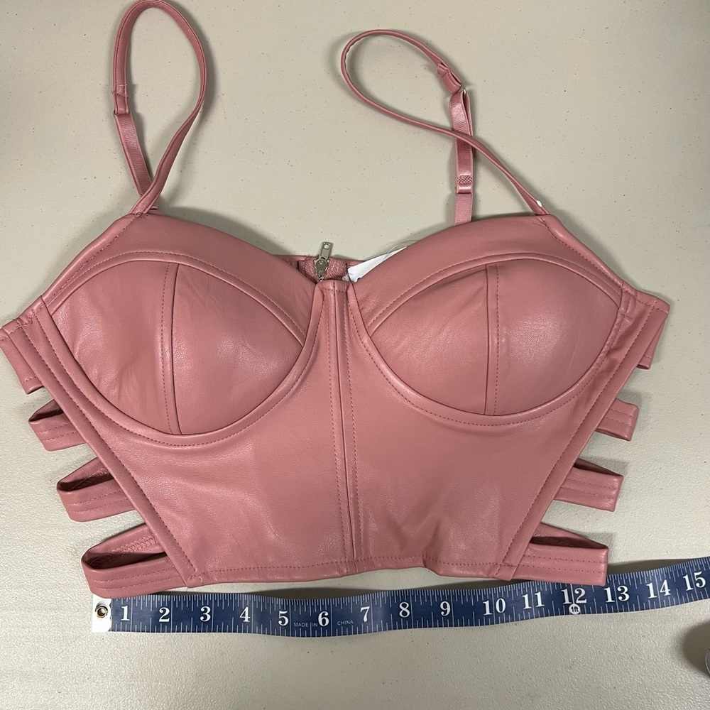 Faux leather bustier style crop top size large